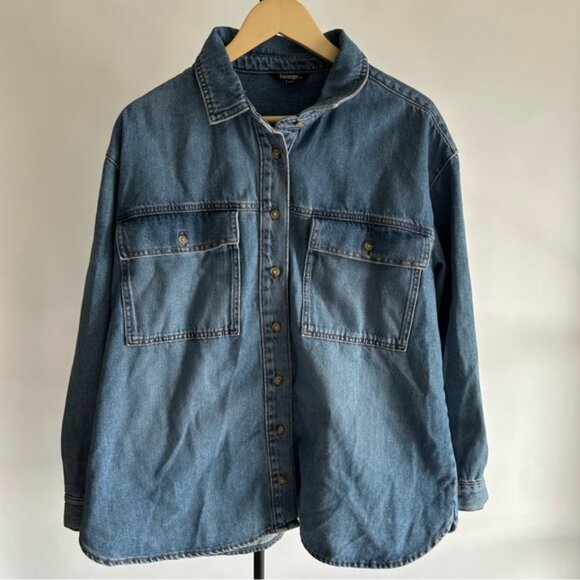 Vintage Oversized Denim Jacket Cotton - Picture 6 of 11